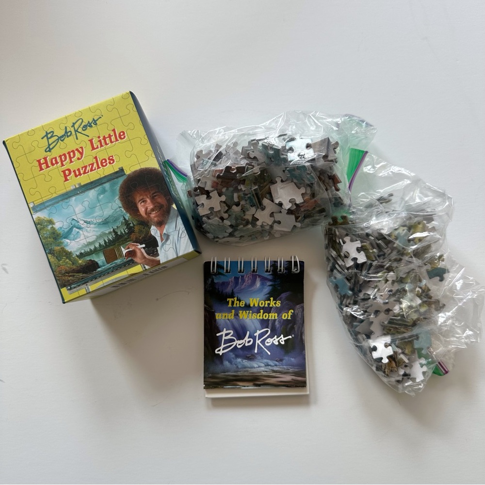 Bob Ross Happy Little Puzzles set of 2 mini puzzles all pieces included‎
